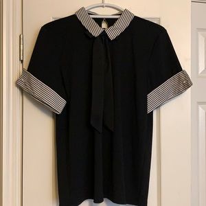 Karl Lagerfeld blouse with tie & pearl accents